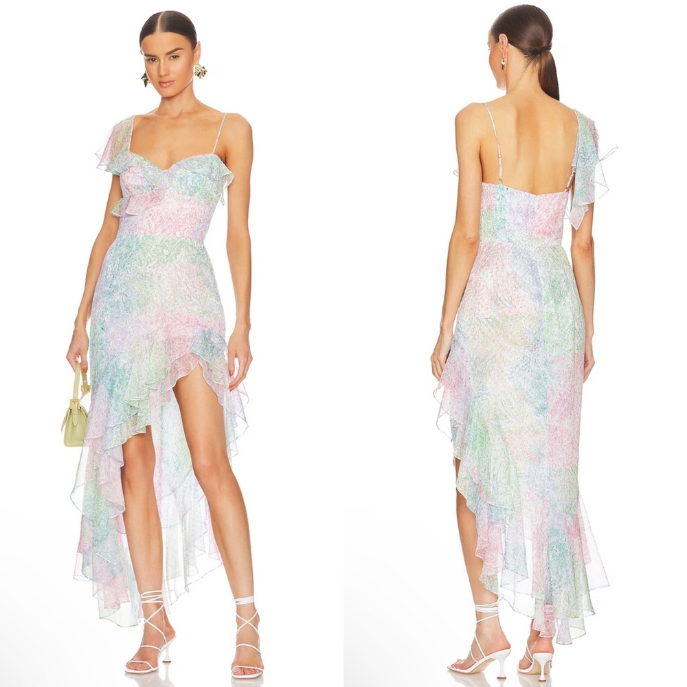 NEW NWT Amanda Uprichard Lively Midi Dress Lilith Print Rainbow
